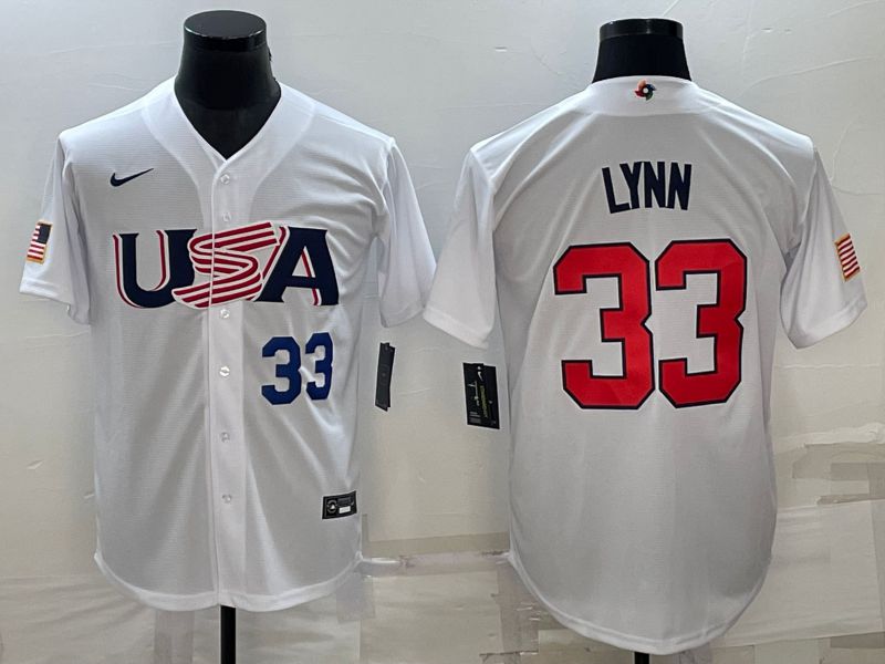 Men 2023 World Cub USA #33 Lynn White Nike MLB Jersey->more jerseys->MLB Jersey